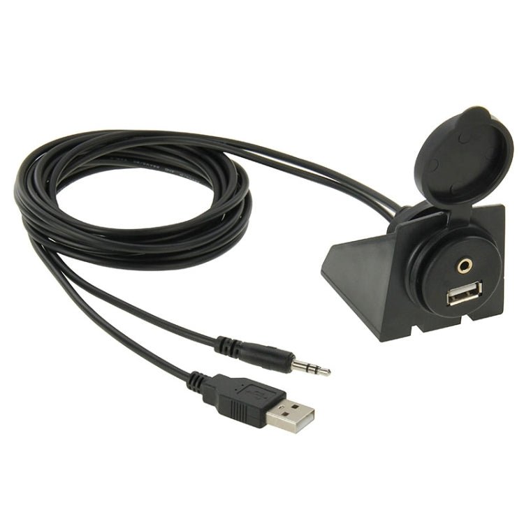 USB 2.0 & 3.5mm Male to Female Extension Cable with Car Flush Mount, Length: 2m, USB 2.0 & 3.5mm Male to Female - ORIWHIZCar Replacement PartsDIY CablesIn Car