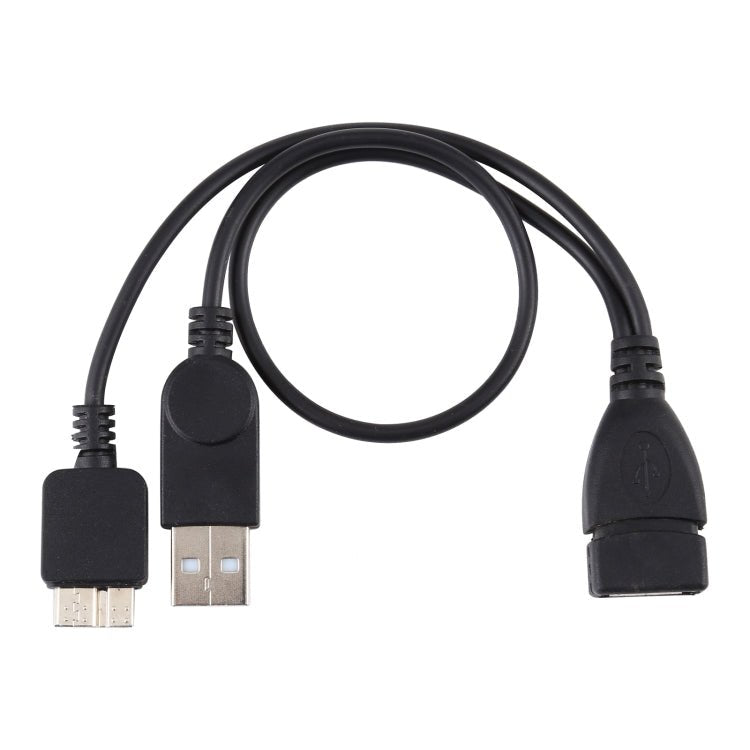USB 2.0 AF to Micro - B + USB 2.0 OTG Cable for Samsung Galaxy Note III / N9000, with Power, Length: 24cm (Black) - ORIWHIZ