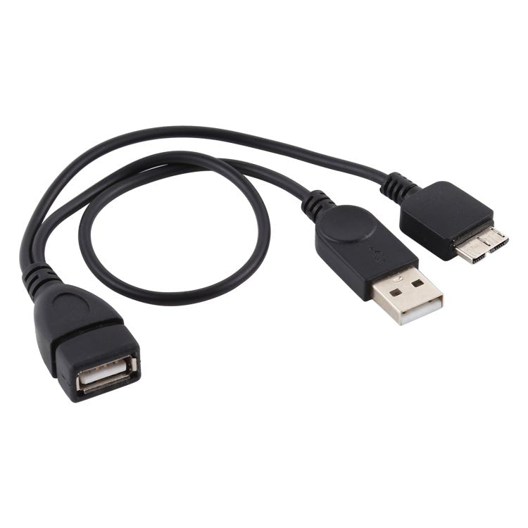 USB 2.0 AF to Micro - B + USB 2.0 OTG Cable for Samsung Galaxy Note III / N9000, with Power, Length: 24cm (Black) - ORIWHIZ