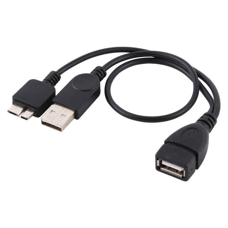 USB 2.0 AF to Micro - B + USB 2.0 OTG Cable for Samsung Galaxy Note III / N9000, with Power, Length: 24cm (Black) - ORIWHIZ
