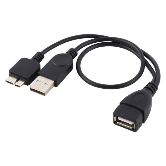 USB 2.0 AF to Micro - B + USB 2.0 OTG Cable for Samsung Galaxy Note III / N9000, with Power, Length: 24cm (Black) - ORIWHIZ
