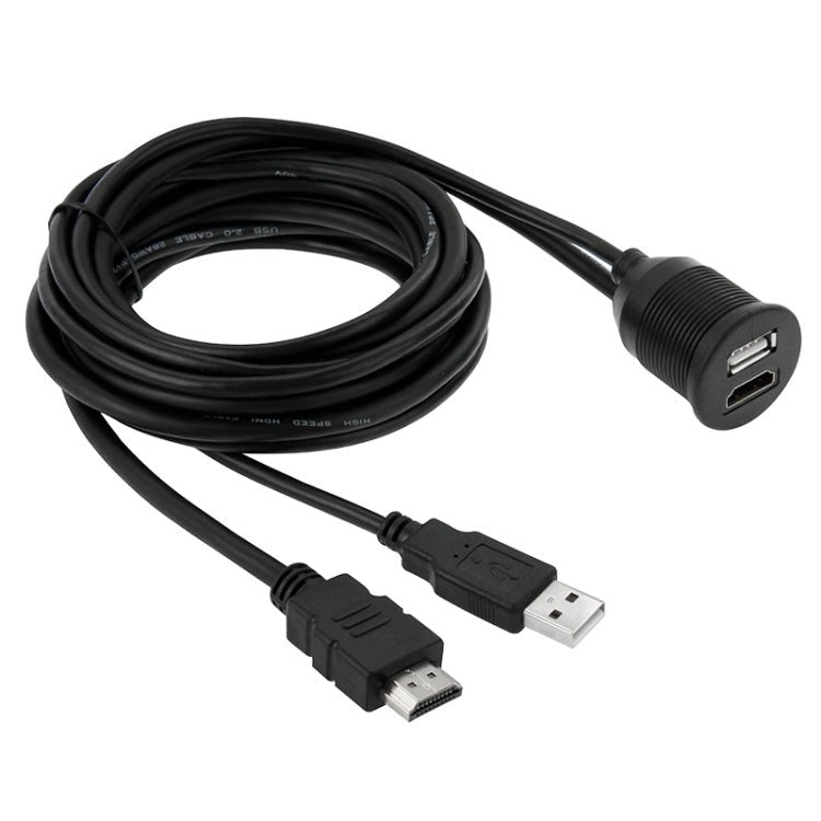 USB 2.0 & HDMI (Type - A) Male to Female Extension Cable, Length: 2m, USB 2.0 & HDMI (Type - A) Male to Female - ORIWHIZCar Replacement PartsDIY CablesIn Car