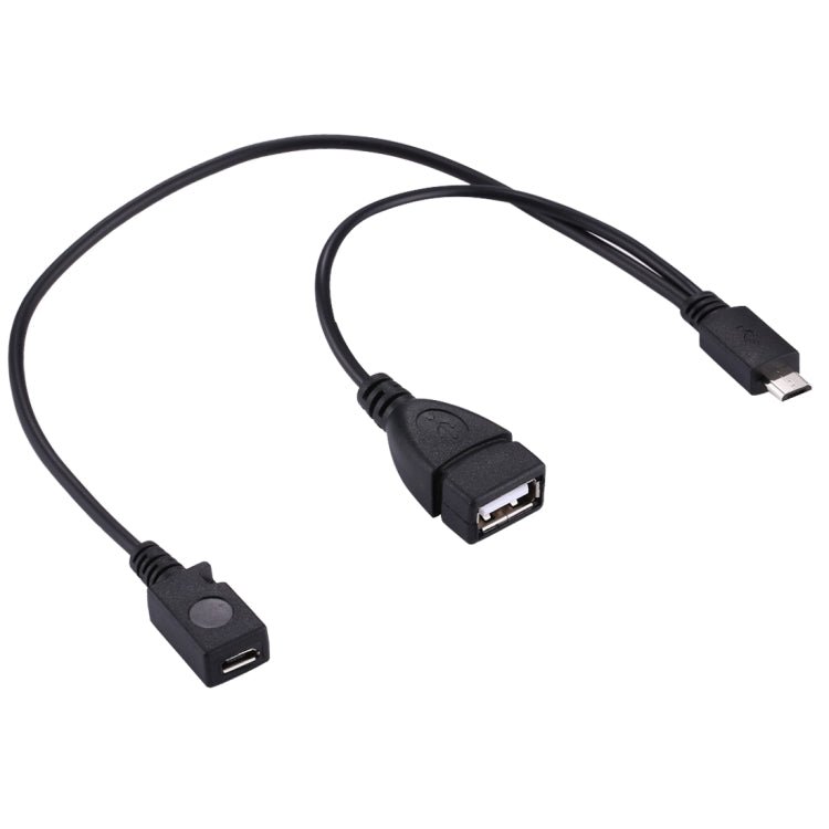 USB 2.0 Micro - B Male to USB 2.0 Micro - B Female Male & USB 2.0 Female Y Splitter OTG Cable, Length: 19 / 30cm - ORIWHIZ