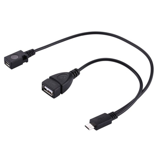 USB 2.0 Micro - B Male to USB 2.0 Micro - B Female Male & USB 2.0 Female Y Splitter OTG Cable, Length: 19 / 30cm - ORIWHIZ
