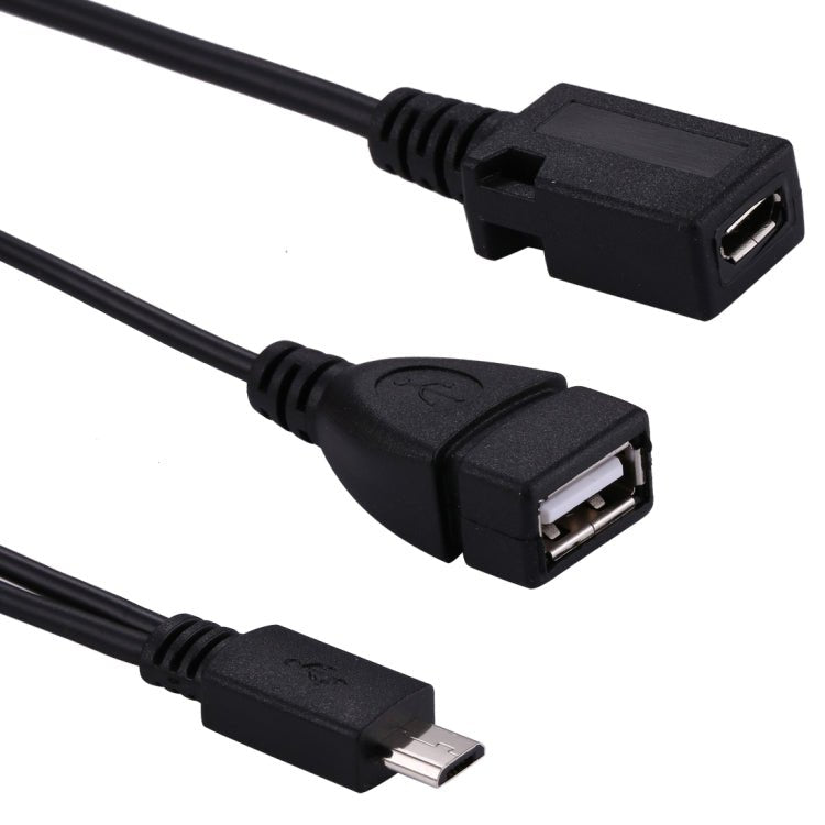 USB 2.0 Micro - B Male to USB 2.0 Micro - B Female Male & USB 2.0 Female Y Splitter OTG Cable, Length: 19 / 30cm - ORIWHIZ