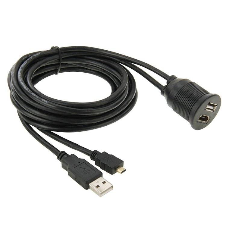 USB 2.0 & Micro HDMI (Type - D) Male to USB 2.0 & HDMI (Type - A) Female Adapter Cable with Car Flush Mount, Length: 2m, USB 2.0 & Micro HDMI Male to USB 2.0 & HDMI Female - ORIWHIZCar Replacement PartsDIY CablesIn Car