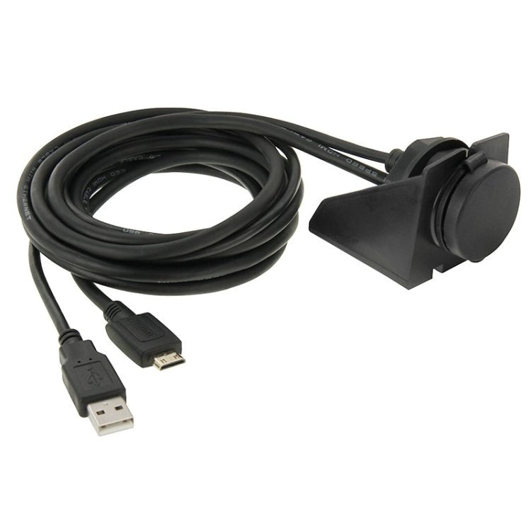 USB 2.0 & Mini HDMI (Type - C) Male to USB 2.0 & HDMI (Type - A) Female Adapter Cable with Car Flush Mount, Length: 2m, USB 2.0 & Mini HDMI Male to USB 2.0 & HDMI Female - ORIWHIZCar Replacement PartsDIY CablesIn Car