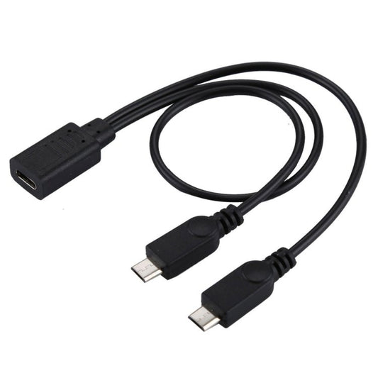 USB - C / Type - C Female to 2 x Micro USB Male Adapter Y Cable, Total Length: about 30cm - ORIWHIZ