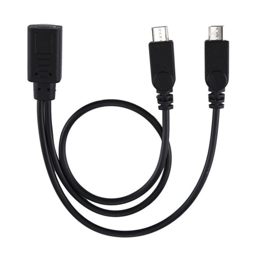 USB - C / Type - C Female to 2 x Micro USB Male Adapter Y Cable, Total Length: about 30cm - ORIWHIZ