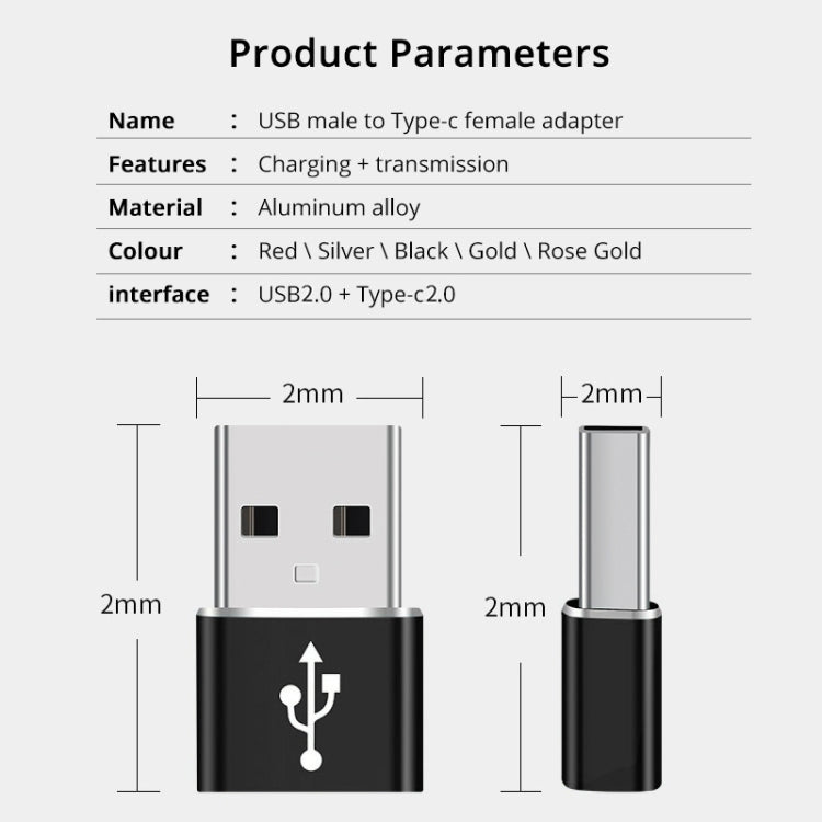 USB - C / Type - C Female to USB 2.0 Male Aluminum Alloy Adapter, Support Charging & Transmission, USB 2.0 - ORIWHIZ