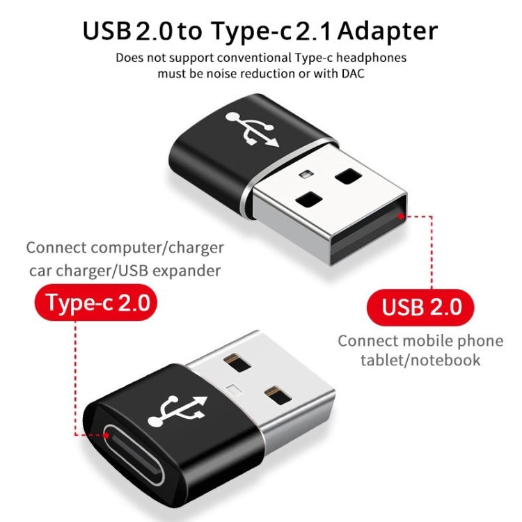 USB - C / Type - C Female to USB 2.0 Male Aluminum Alloy Adapter, Support Charging & Transmission, USB 2.0 - ORIWHIZ