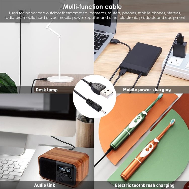 USB DC Charging Cable, Length: 65cm, 2.0mm, Black - ORIWHIZ