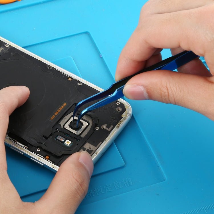 Vetus MCS - 15 Bright Blue Curved Tweezers, Vetus MCS - 15 - ORIWHIZ