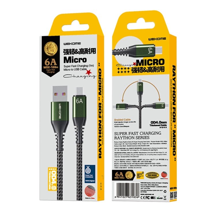 WEKOME WDC - 169M Raython Series 6A USB to Micro USB Fast Charge Data Cable, Length: 1m - ORIWHIZ