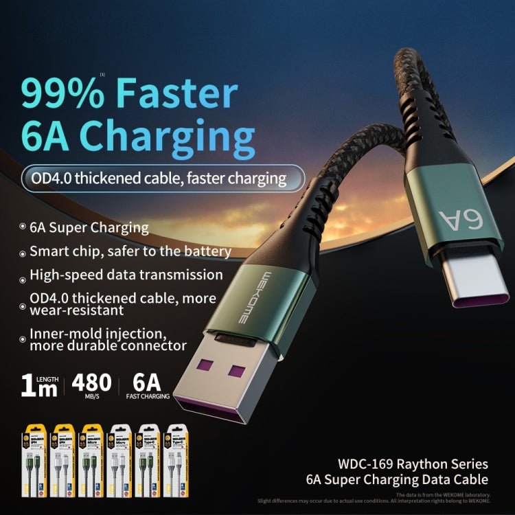 WEKOME WDC - 169M Raython Series 6A USB to Micro USB Fast Charge Data Cable, Length: 1m - ORIWHIZ