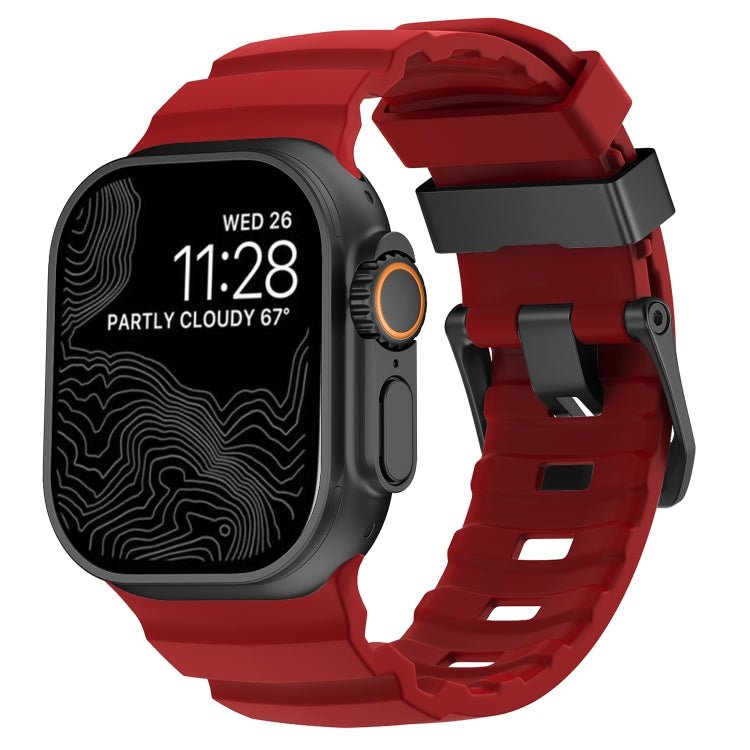 Wild Path Black Buckle Thickened Silicone Watch Band, For Apple Watch 46mm / 49mm / 45mm / 44mm - ORIWHIZ