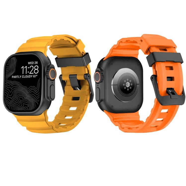 Wild Path Black Buckle Thickened Silicone Watch Band, For Apple Watch 46mm / 49mm / 45mm / 44mm - ORIWHIZ