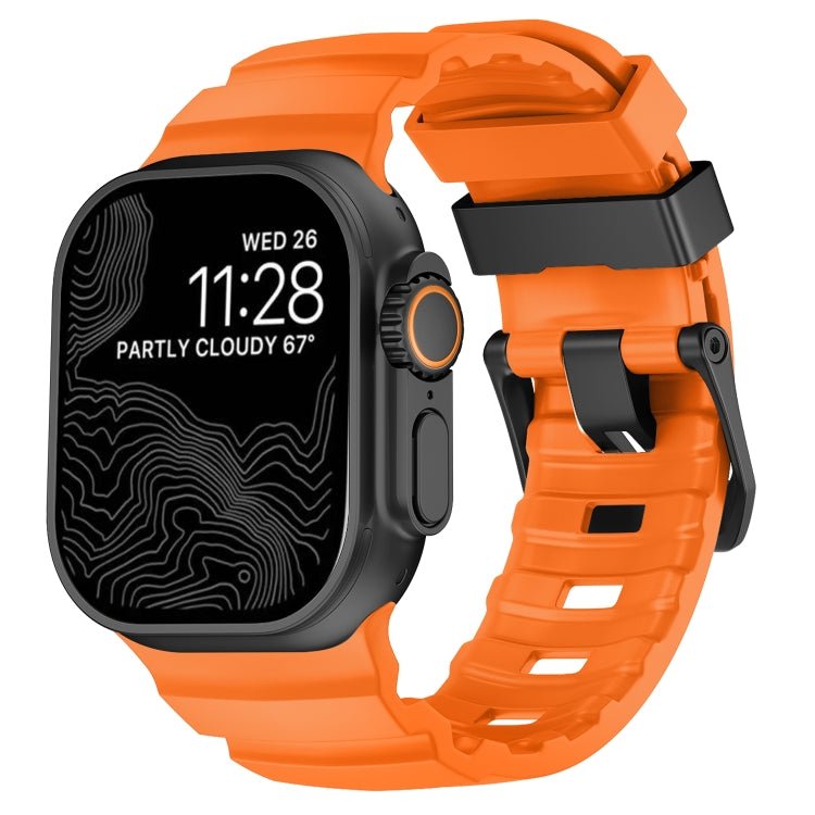 Wild Path Black Buckle Thickened Silicone Watch Band, For Apple Watch 46mm / 49mm / 45mm / 44mm - ORIWHIZ