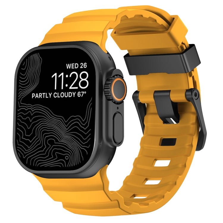 Wild Path Black Buckle Thickened Silicone Watch Band, For Apple Watch 46mm / 49mm / 45mm / 44mm - ORIWHIZ