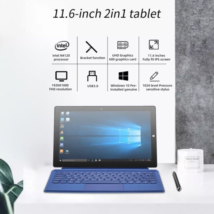 Windows 10 System, Intel Gemini Lake N4120 Quad Core Up to 2.6GHz, with Keyboard & Stylus Pen, Support Dual Band WiFi & Bluetooth & Micro SD Card, 8GB+128GB+128GB - ORIWHIZ