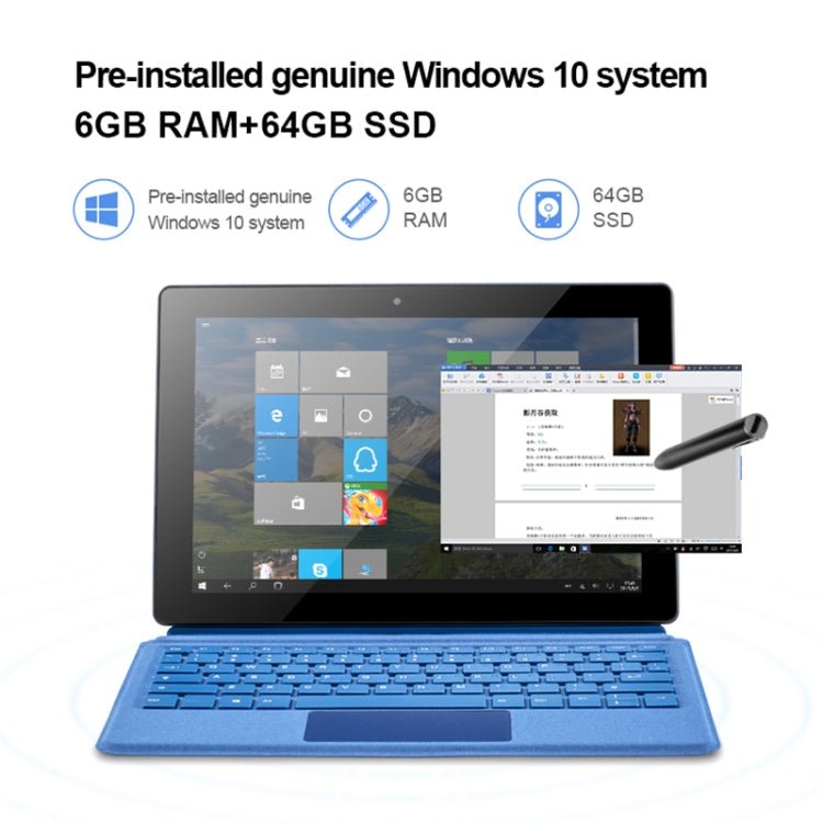 Windows 10 System, Intel Gemini Lake N4120 Quad Core up to 2.6GHz, with Keyboard & Stylus Pen, Support Dual Band WiFi & Bluetooth & TF Card & HDMI, US Plug, PiPO W10 with Keyboard & Stylus Pen - ORIWHIZ