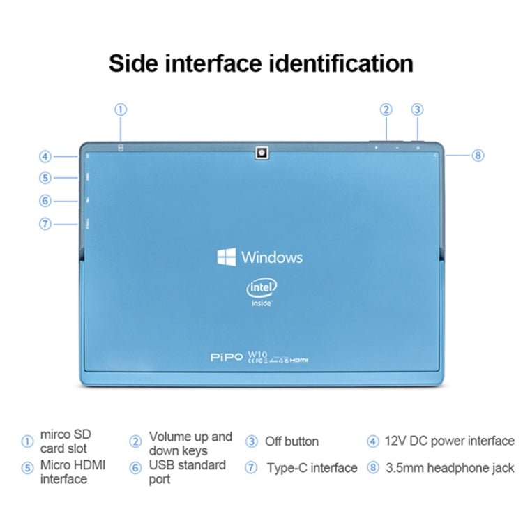 Windows 10 System, Intel Gemini Lake N4120 Quad Core up to 2.6GHz, without Keyboard & Stylus Pen, Support Dual Band WiFi & Bluetooth & TF Card & HDMI, US Plug, PiPO W10 without Keyboard & Stylus Pen - ORIWHIZ