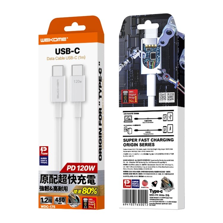 WK WDC - 175 120W USB - C/Type - C to USB/Type - C Fast Charge Data Cable, Length: 1.2m - ORIWHIZ