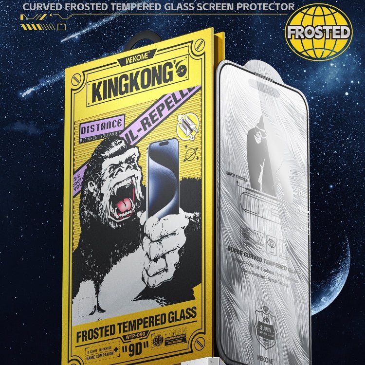 WK WTP - 090 Space King Kong 9D Curved Frosted Tempered Glass Film, For iPhone 16 Pro Max, For iPhone 16 Pro, For iPhone 16 Plus / 15 Plus, For iPhone 16 / 15 - ORIWHIZ