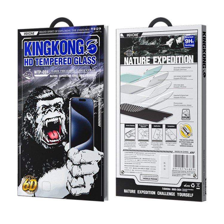 WK WTP - 091 King Kong 6D Curved HD Tempered Glass Film, For iPhone 16 Pro Max, For iPhone 16 Pro, For iPhone 16 Plus / 15 Plus, For iPhone 16 / 15 - ORIWHIZ