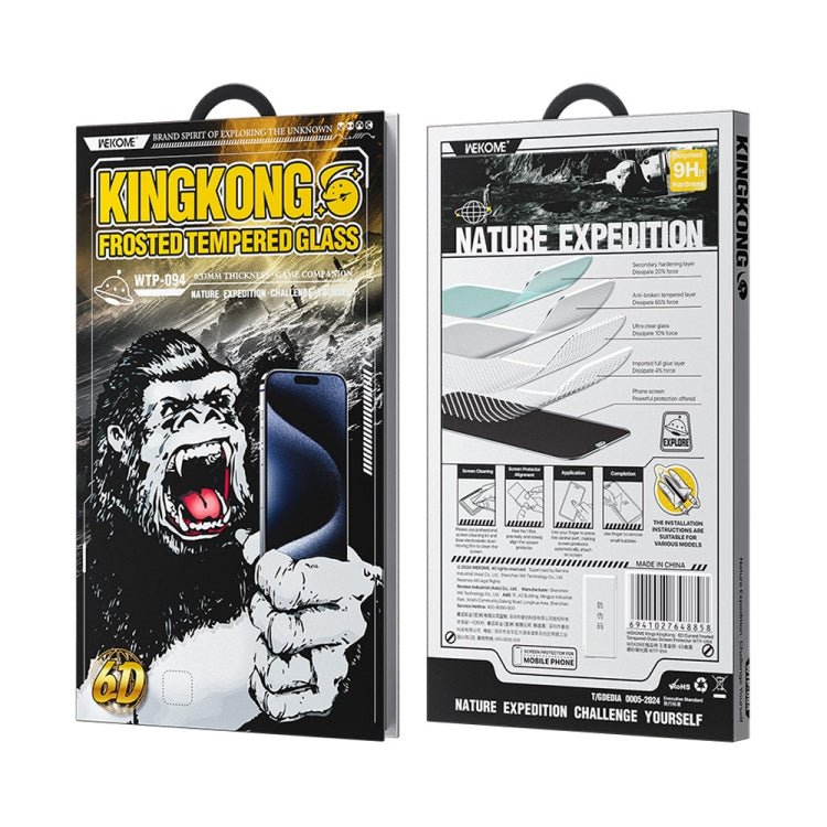 WK WTP - 094 King Kong 6D Curved Frosted Tempered Glass Film, For iPhone 16 Pro Max, For iPhone 16 Pro, For iPhone 16 Plus / 15 Plus, For iPhone 16 / 15 - ORIWHIZ