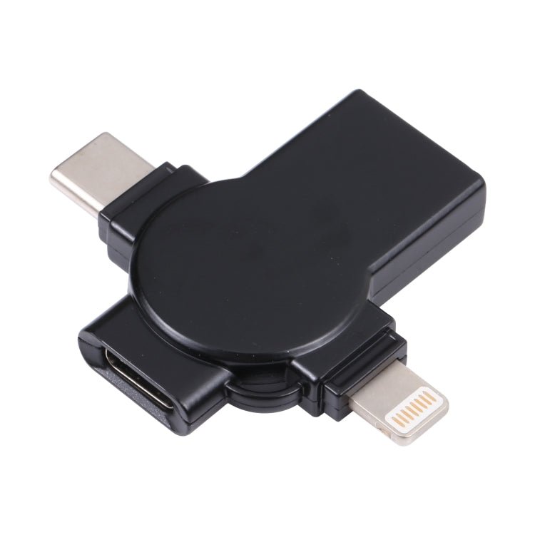 X09 4 in 1 USB to Dual 8 Pin+USB - C/Type - C Interface OTG Adapter - ORIWHIZ