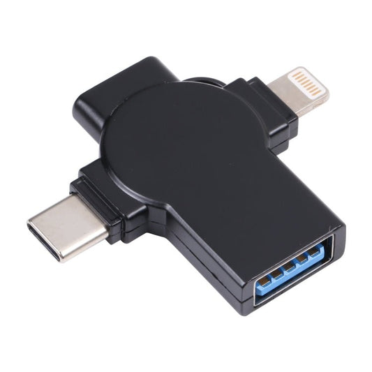 X09 4 in 1 USB to Dual 8 Pin+USB - C/Type - C Interface OTG Adapter - ORIWHIZ