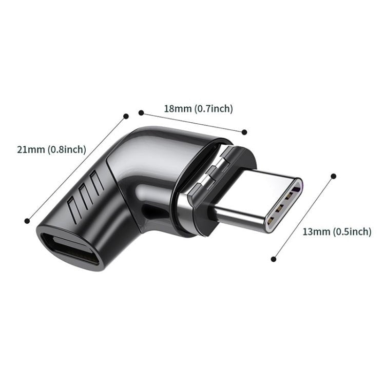 X20 100W PD USB - C / Type - C Female to USB - C / Type - C Elbow Magnetic Charging Adapter - ORIWHIZ