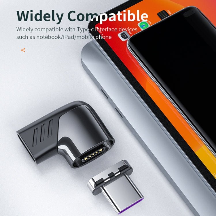 X20 100W PD USB - C / Type - C Female to USB - C / Type - C Elbow Magnetic Charging Adapter - ORIWHIZ