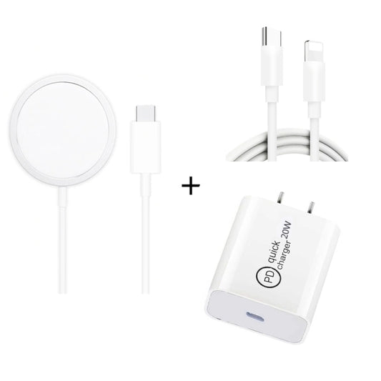 XJ - 32 3 in 1 15W Magnetic Suction Wreless Charging + PD 20W USB - C / Type - C Travel Charging + USB - C / Type - C to 8 Pin Fast Charging Cable for iPhone Series, US Plug, EU Plug, UK Plug - ORIWHIZ