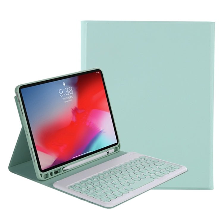 Y - C11B 2021 Detachable Candy Color Skin Texture Round Keycap Bluetooth Keyboard Leather Case with Pen Slot & Stand, For iPad Pro 11 2021 / Air4 / Air5 / Pro 11 - ORIWHIZApple AccessoriesiPad KeyboardiPad Keyboard For iPad Pro