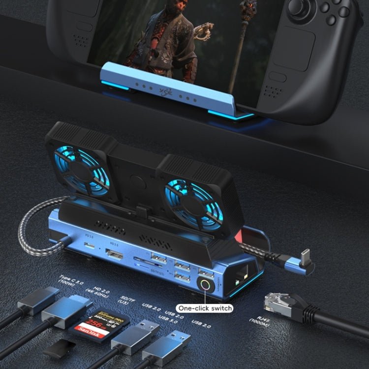 YCE - V279A 9 in 1 USB - C Gaming Dock Station with Detachable Fan, 9 in 1 - ORIWHIZSteam Deck AccessoriesSteam Deck Accessories Other AccessoriesToys & Hobbies