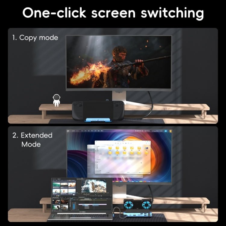 YCE - V279A 9 in 1 USB - C Gaming Dock Station with Detachable Fan, 9 in 1 - ORIWHIZSteam Deck AccessoriesSteam Deck Accessories Other AccessoriesToys & Hobbies