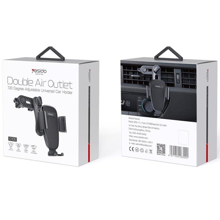 Yesido C105 Car Air Outlet Dual Clip Mobile Phone Navigation Holder, C105 - ORIWHIZ