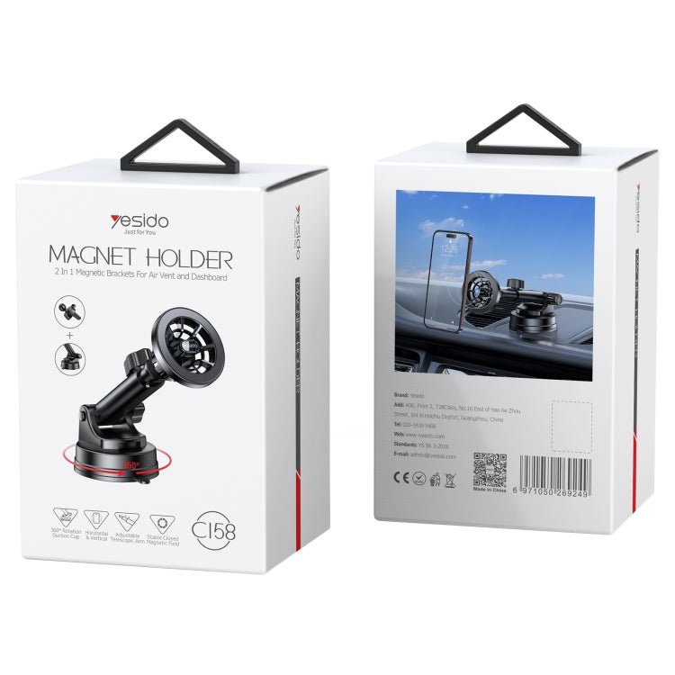 Yesido C158 2 in 1 Magnetic Ring Car Dashboard Air Vent Phone Holder, C158 - ORIWHIZ