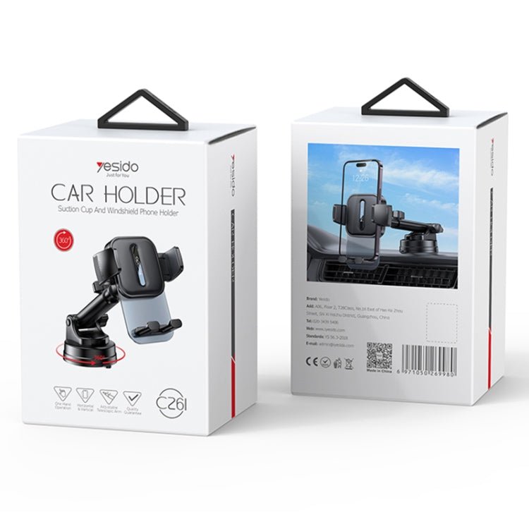 Yesido C261 Suction Cup Type Telescopic Car Phone Holder, C261 - ORIWHIZ