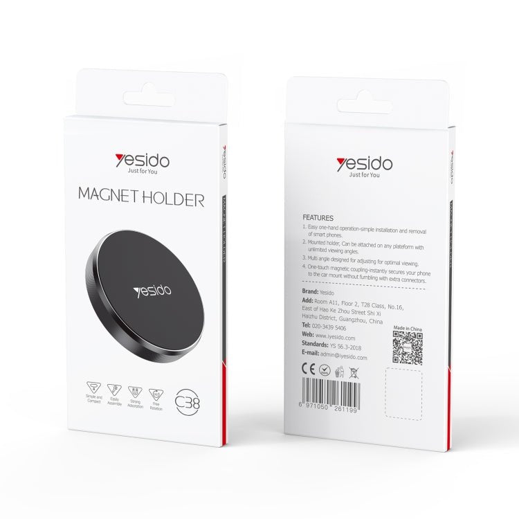 Yesido C38 Car Round Plate Magnetic Phone Holder, C38 - ORIWHIZ