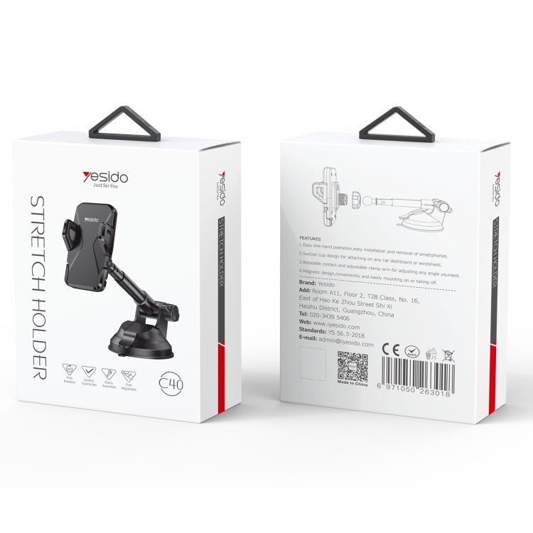 Yesido C40 Car Foldable 360 Degree Rotation Automatic Clip Phone Holder, C40 - ORIWHIZ