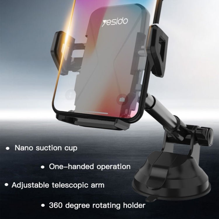 Yesido C40 Car Foldable 360 Degree Rotation Automatic Clip Phone Holder, C40 - ORIWHIZ