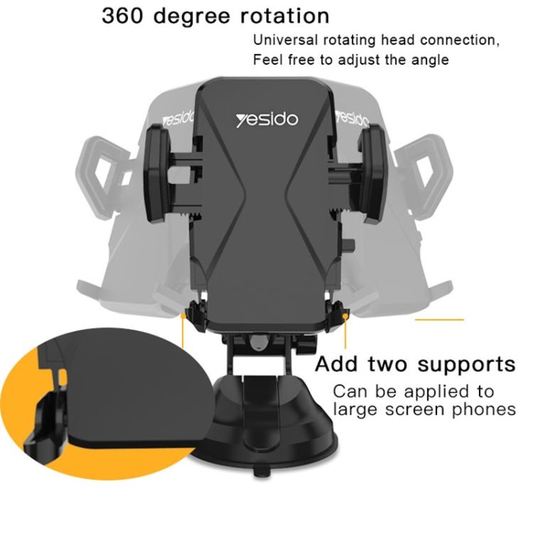 Yesido C40 Car Foldable 360 Degree Rotation Automatic Clip Phone Holder, C40 - ORIWHIZ