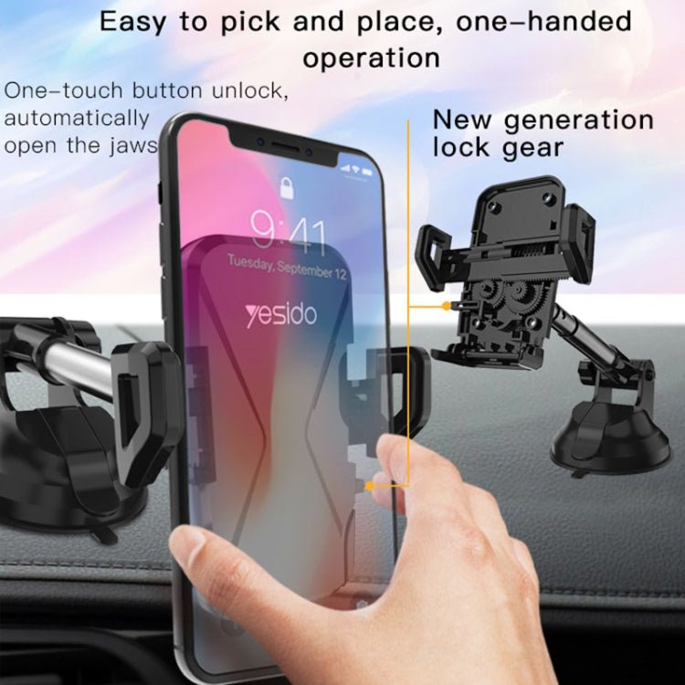 Yesido C40 Car Foldable 360 Degree Rotation Automatic Clip Phone Holder, C40 - ORIWHIZ