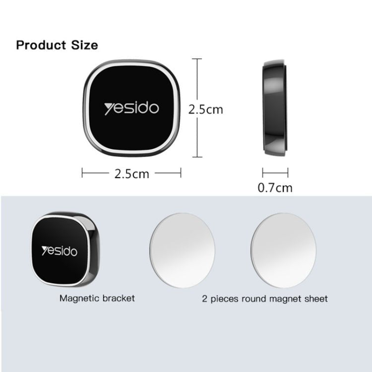 Yesido C81 Car Dashboard Mini Strong Magnetic Phone Holder, C81 (Black), C81 (Silver) - ORIWHIZ
