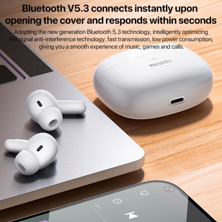 Yesido TWS28 ANC+ENC Dual Noise Reduction Smart TWS Wireless Bluetooth Earphone, TWS28 Beige, TWS28 White - ORIWHIZ