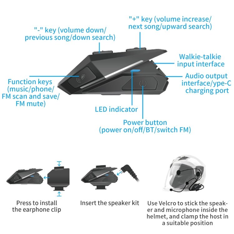 yz06 Wireless Bluetooth Helmet Headphones - ORIWHIZConsumer ElectronicsMotorcycle Walkie TalkieWalkie Talkie