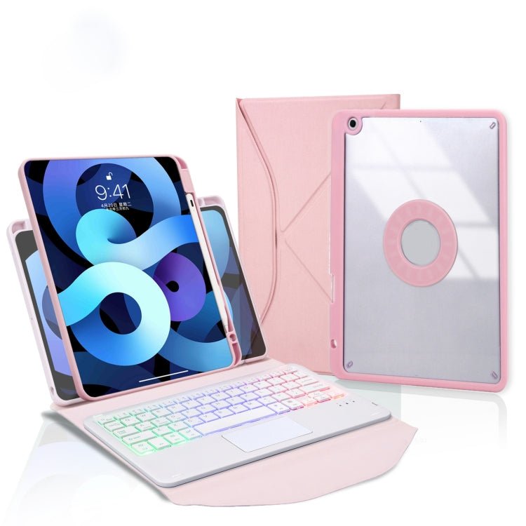 Z11B - AS Pen Slot Touchpad Backlight Bluetooth Keyboard Leather Tablet Case, For iPad Pro 11 2021/2020/2018, For iPad Air 11 2025 / 2024 / Air 5 / Air 4, For iPad 10.2 2021/2020/2019 - ORIWHIZApple AccessoriesiPad KeyboardiPad Keyboard Universal